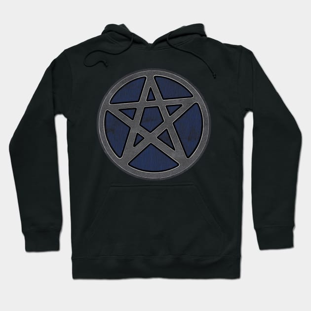 Blue And Grey Stone Effect Pentagram Hoodie by MissMoth